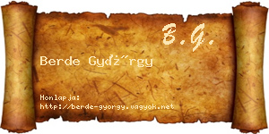 Berde György névjegykártya